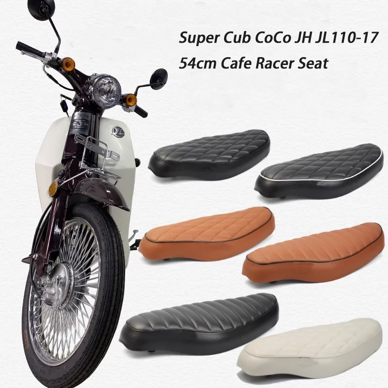 Super Cub Cafe Racer Seat 54CM Length Leather Saddle Fits For CoCo C50 C70 C90 YAMI JH110-70 Motorcycle Scooter Moped Part