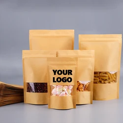 Kraft Paper Window Zipper Stand Up Pouch,Fruit,Food,Tea,Gift Customizde Print Package Bag
