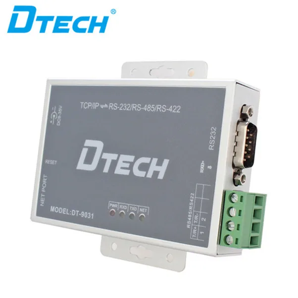 Последовательный порт DTECH RS232 RS485 Преобразование серверного преобразователя RS422 в Ethernet Поддержка протокола TCP/IP/Telnet/Modbus