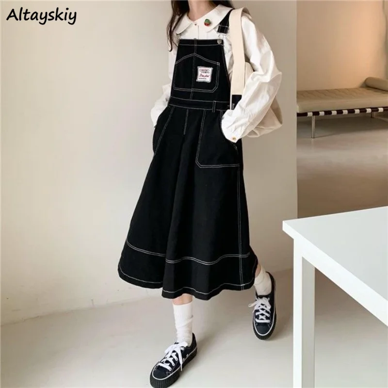 Midi sukienka jeansowa dla kobiet bez rękawów luźna na co dzień prana Vintage na wszystkie mecze młodzi studenci w stylu koreańskim moda Do starej wiosny