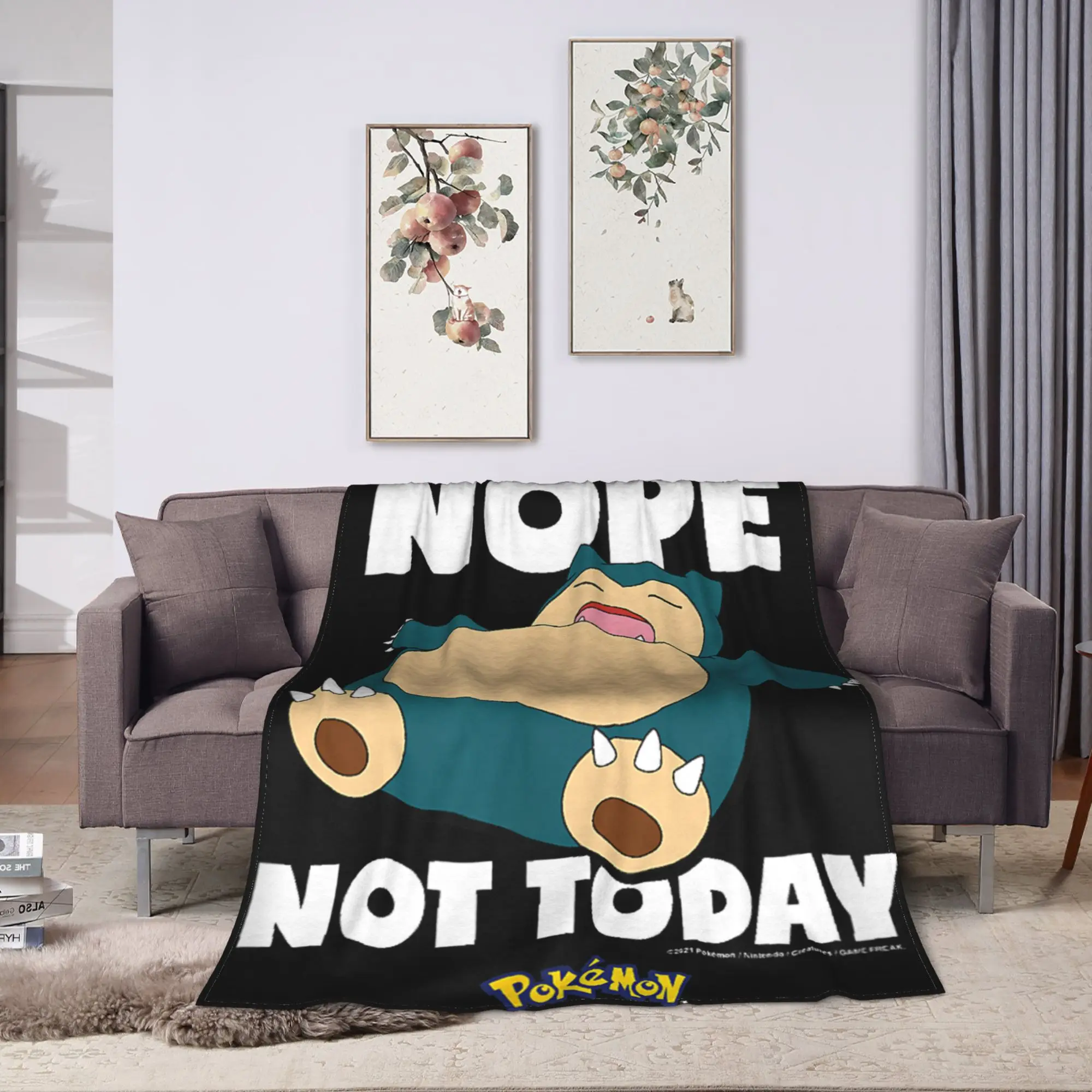 Nope Not Today Snorlax Blanket Quality Super Soft  Bedding Throws Winter Camping Living Room Novelty Bedspread