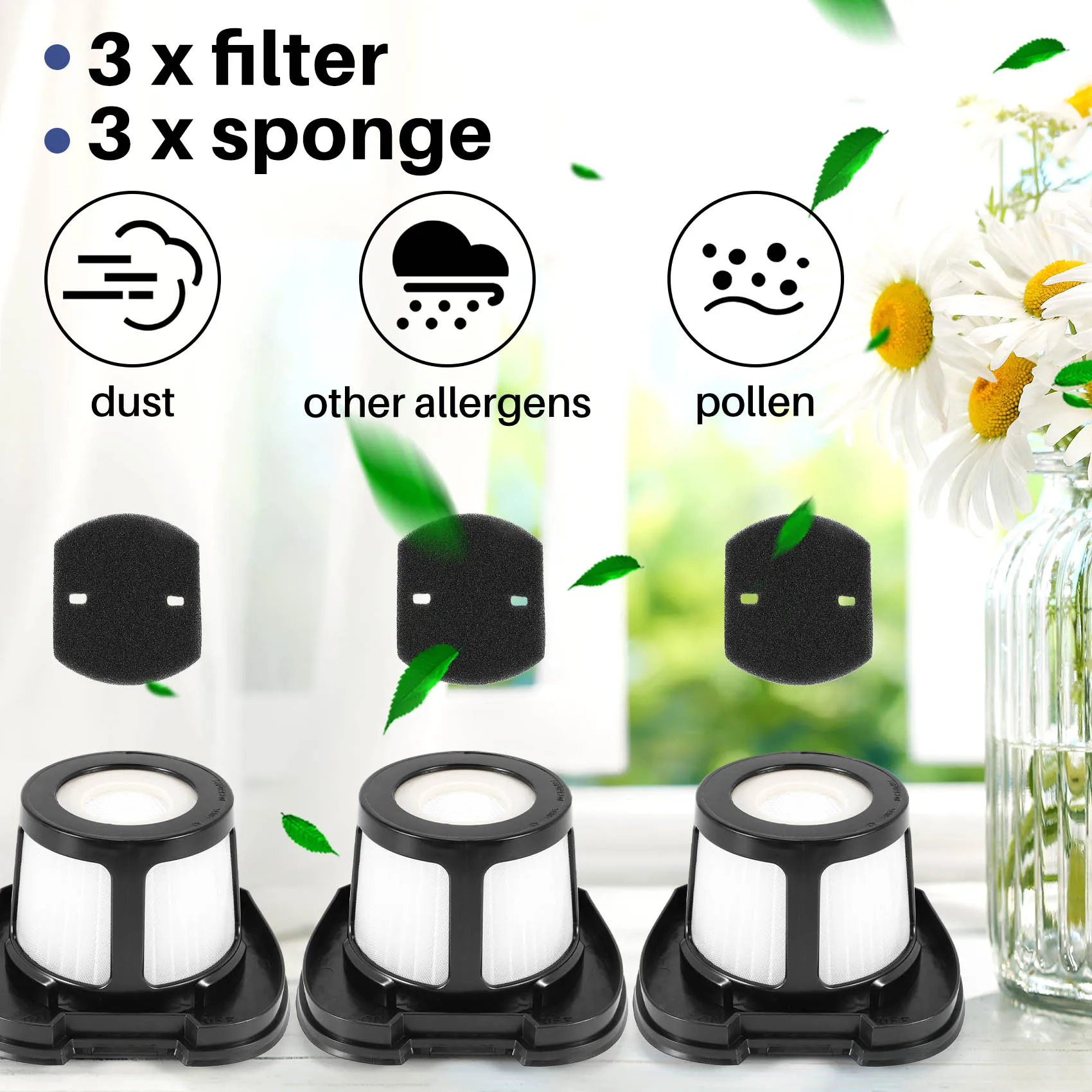 3-pack filters voor Bissell 2390 2390A 2389 huisdierhaargum draadloze huisdierhandstofzuigers deel 614212 1614203 1614204