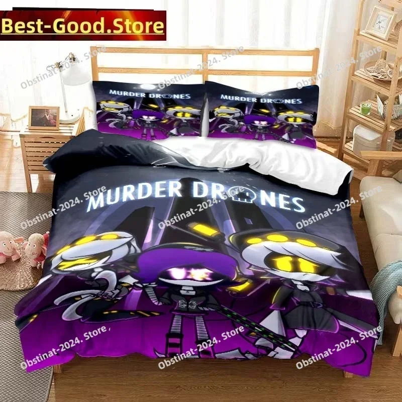 Murder Drones Anime Printed Bed Set Duvet Cover Pillowcase Bedding Set Bed Linen Sheet Quilt Cover Full Queen King Size