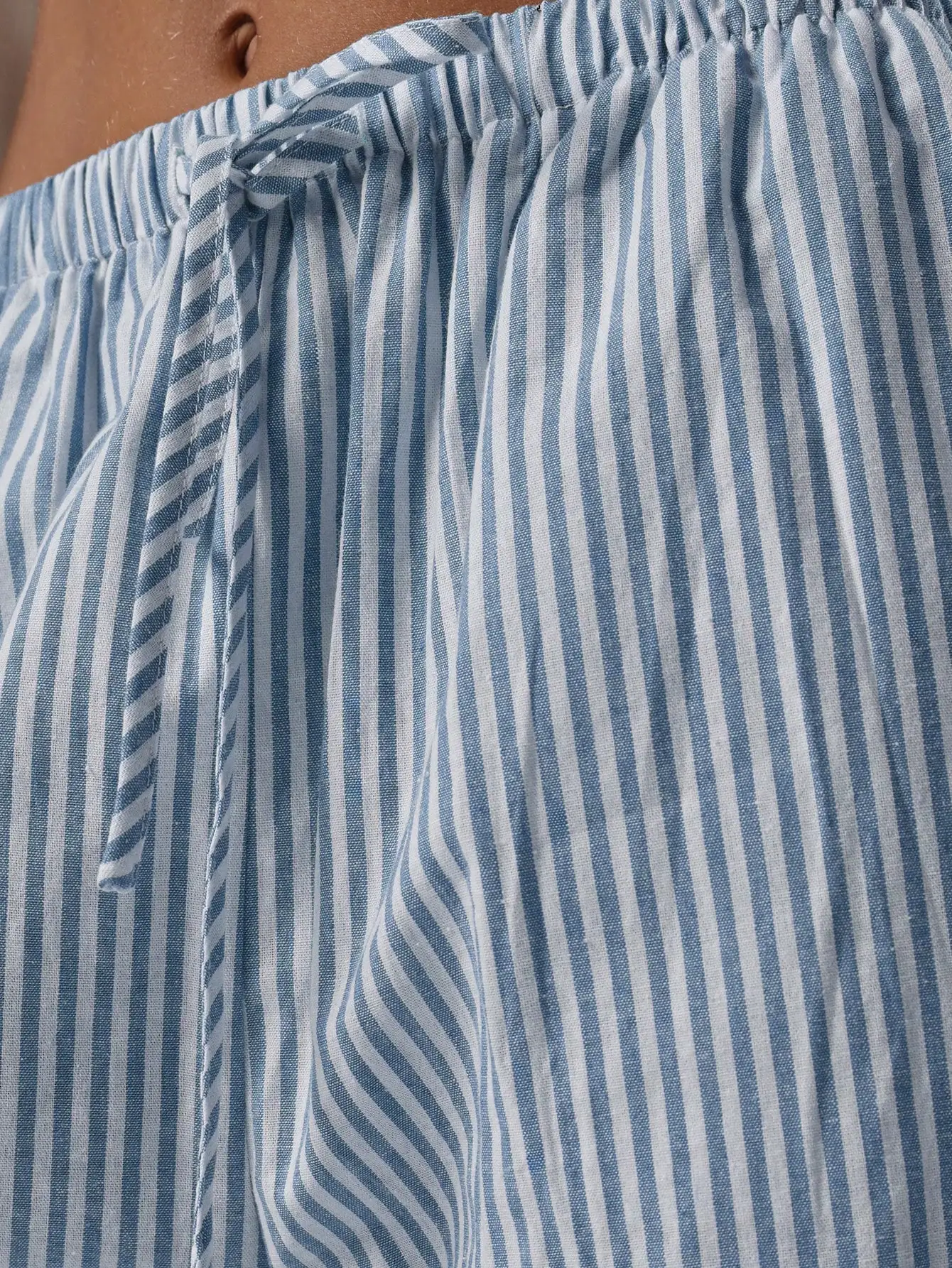 

Полосатые брюки с широкими штанинами и завязками на талии, с эффектом льна, для повседневной носки, в стиле бохо, для пляжного отдыха