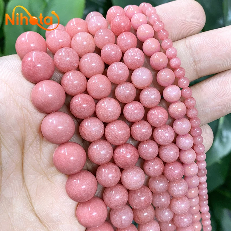 4/6/8/10/12mm Natural Light Pink Rose Chalcedony Round Beads Diy Bracelet Necklace Accessories for Jewelry Making 15\