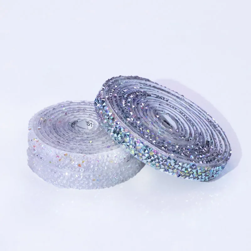 1CM Width 1Yard Self Adhesive Crystal Rhinestone Sticker Diamond Ribbon DIY Sticker Rhinestones Arts Crafts Car Phone Decoration