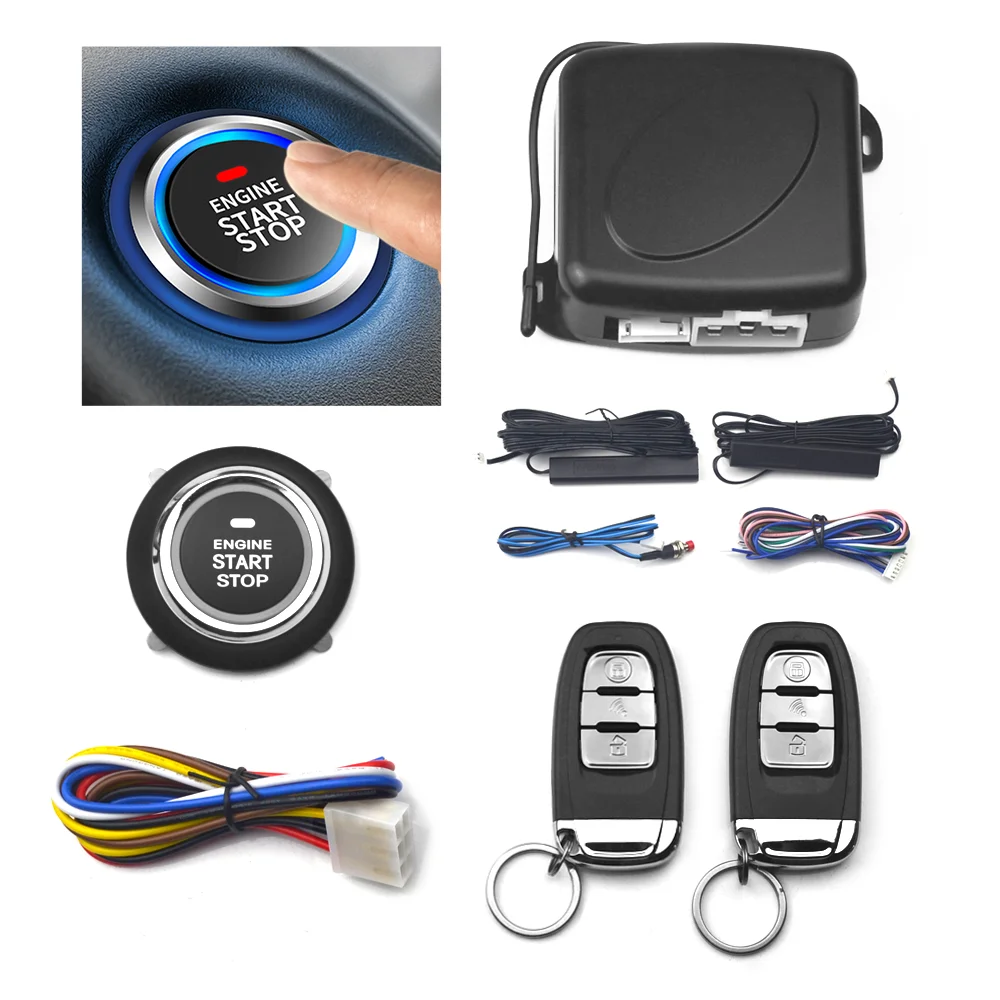 Car Alarm Remote Control PKE Car Keyless Entry Engine Start Alarm System Push Button Remote Starter Stop Auto