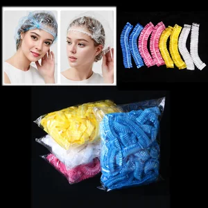 100/300 buah Topi Mandi Plastik Sekali Pakai Topi Mandi Sekali Pakai Elastis Topi Tahan Air Anti Debu Aksesori Kecantikan Salon Rambut 10 tab cokelat penjualan terbaik - №