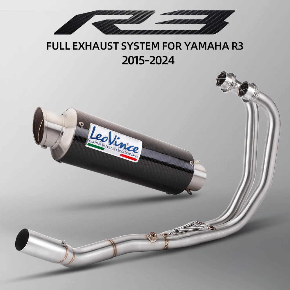 

Подходит для YAMAHA R3 R25 MT03 2015-2025, полная система мотоцикла, коллектор выхлопной трубы, передняя соединительная трубка, глушитель из углеродного волокна