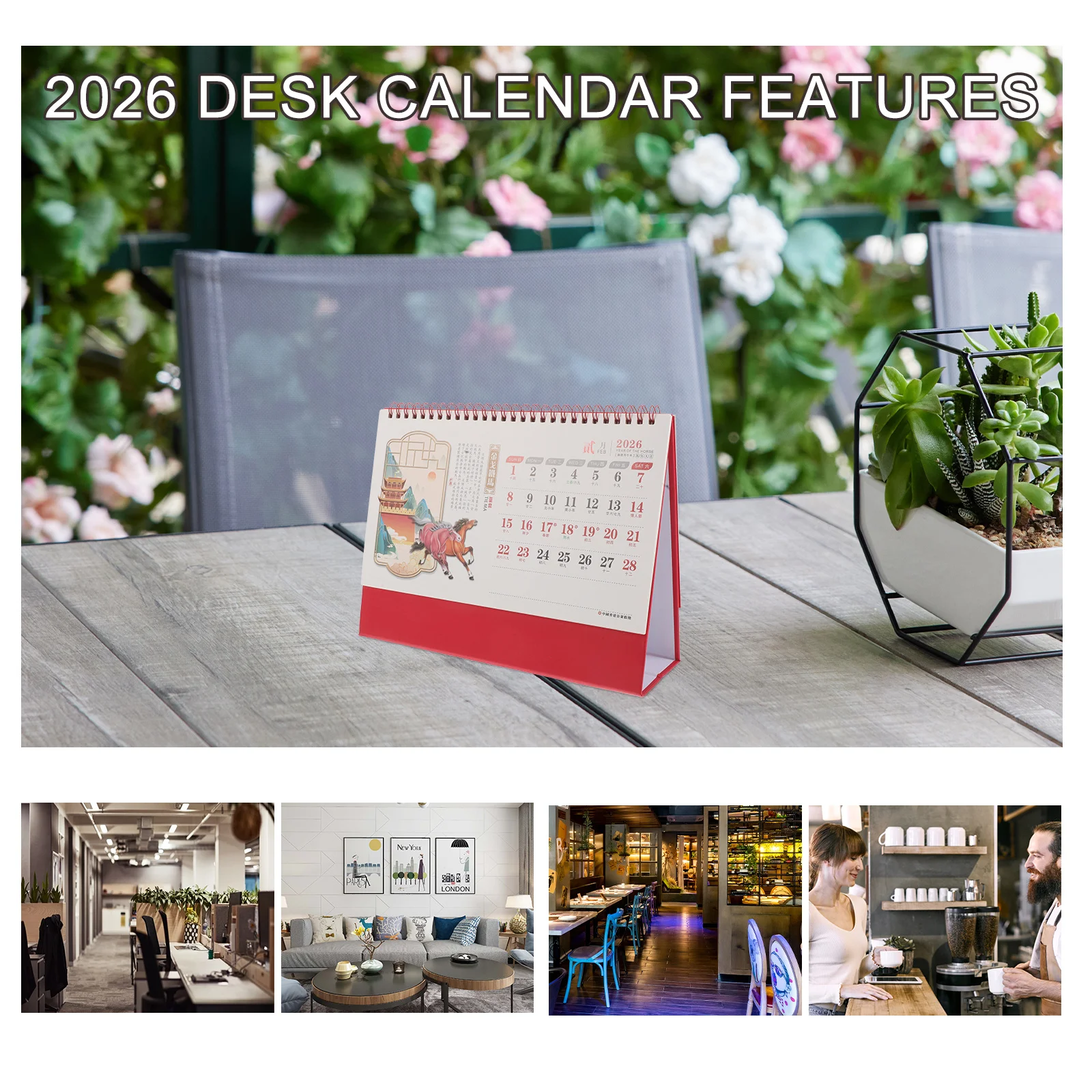 

Chinese Style Desk Calendar 2026 Embossed Gold Design Modern Standing Flip Calendar For Office Home Table Desktop Organizer