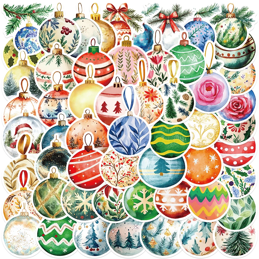 56PCS Christmas Ball Stickers Retro Style Graffiti Decals For Holiday Gifts iPad Laptop Fridge Skateboards Child Toy Stickers