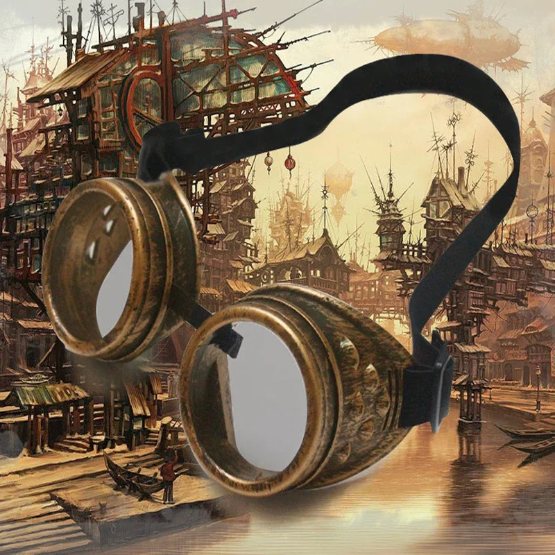 W stylu Vintage Steampunk okulary Heavy Metal kierowcy okulary zaćmienia soczewki kaski gotycki styl dla dorosłych Cosplay dekoracje na Halloween