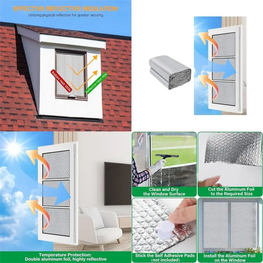 Reflective Bubble Window Covering with Heat Transfer Control, Double-Sided Hand-Trimmable Sheet Form and Interior Light D2RD