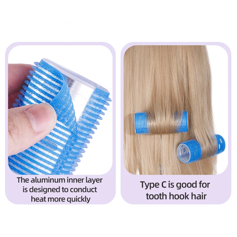 1pcs Large Self-grip Aluminum Core Hair Rollers Hairdressing Home Use DIY Korean Magic Curler Heatless Curly Hair Styling Tools view 5