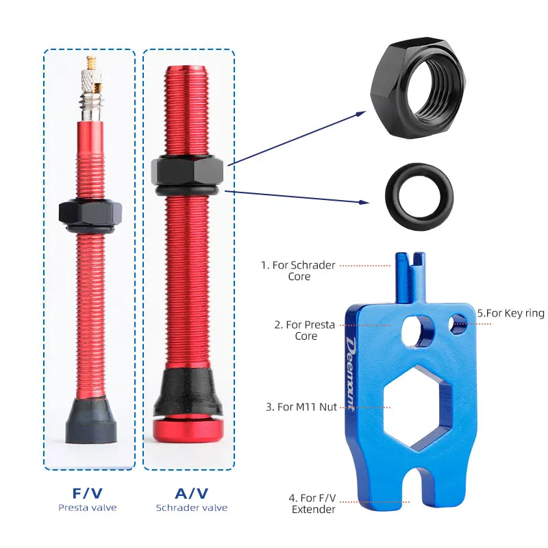 Aluminum Nuts for Bicycle Schrader Presta Valve Nipple Fastening Threaded Ring A/V F/V Shaft Washers Rim Protective Stickers