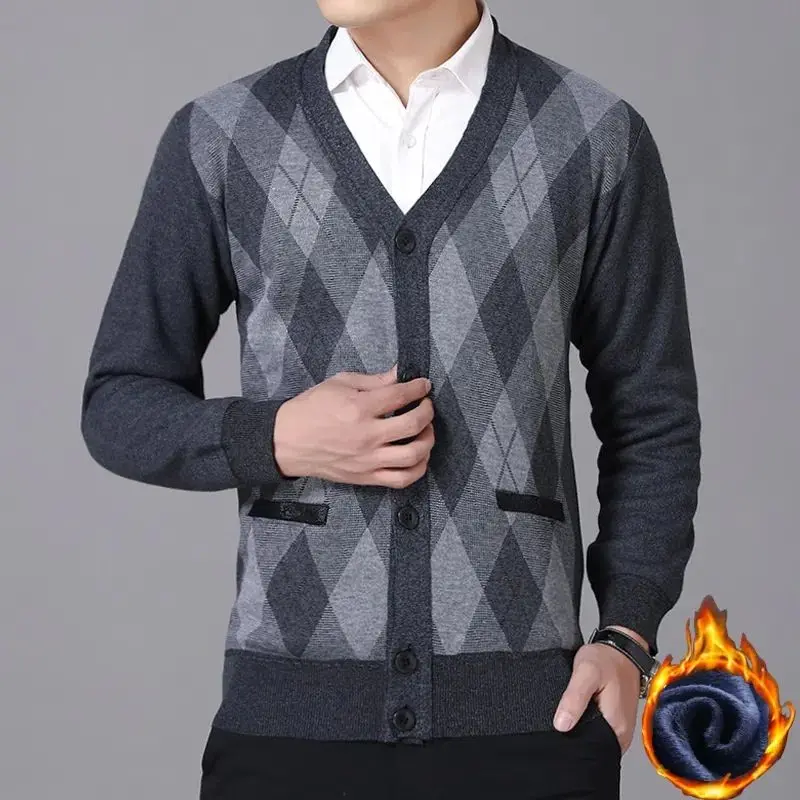 

Men's Autumn Winter New Thick Button Knitting Cardigan Long Sleeve All-match Slim Sweaters Coat Vintage Fashion Men Clothing