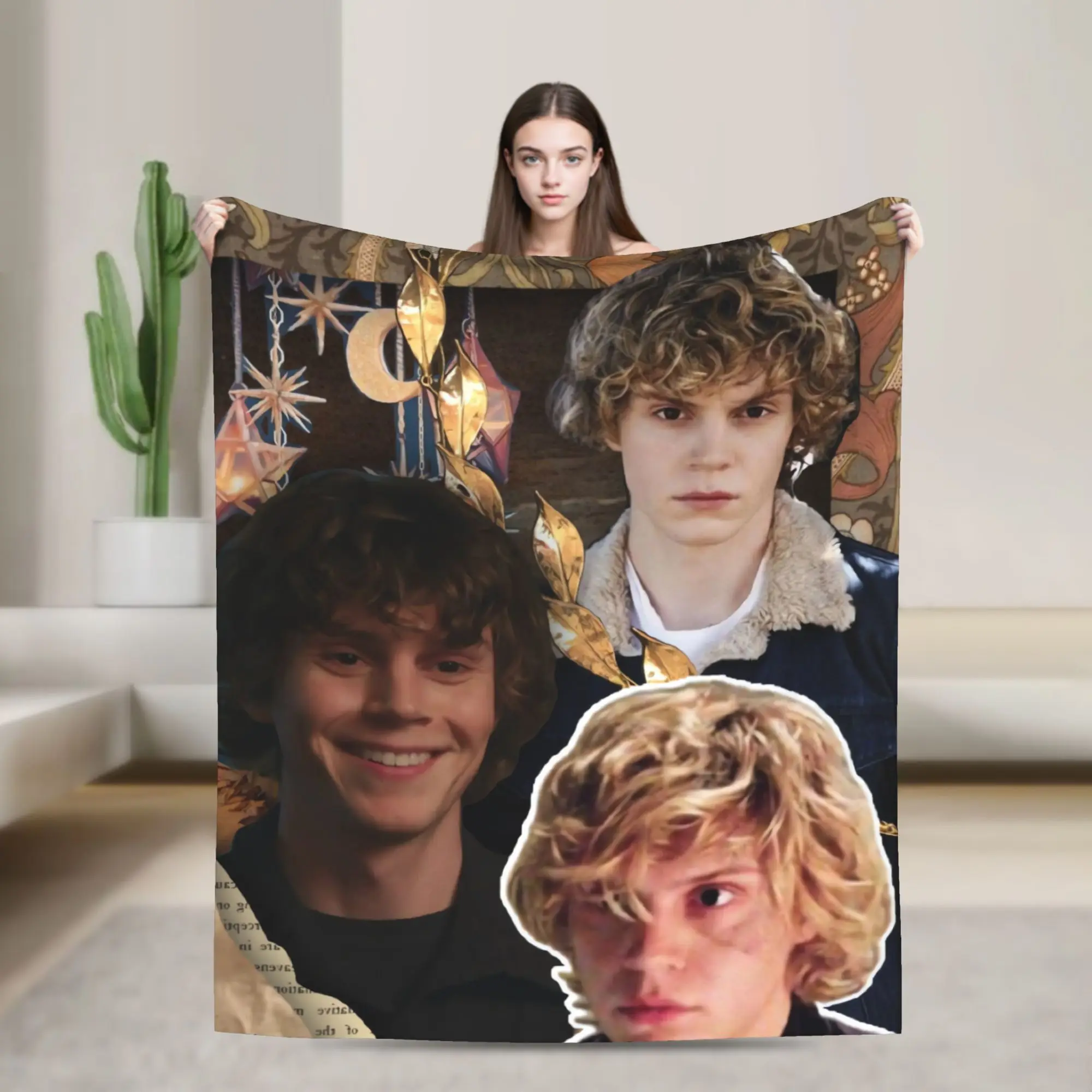 Warm Evan Peters Group Portrait Soft Warm Blanket  Travel Plush Throw Blanket Living Room Flannel Bedspread Sofa Bed Cover