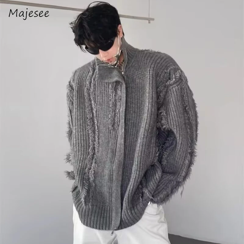 Cárdigan para hombres Estilo Preppy Bordes suaves y ásperos Prendas de punto cálidas Adolescentes Minimalista Ulzzang High Street Joven Suave Кардиган Muжekte©