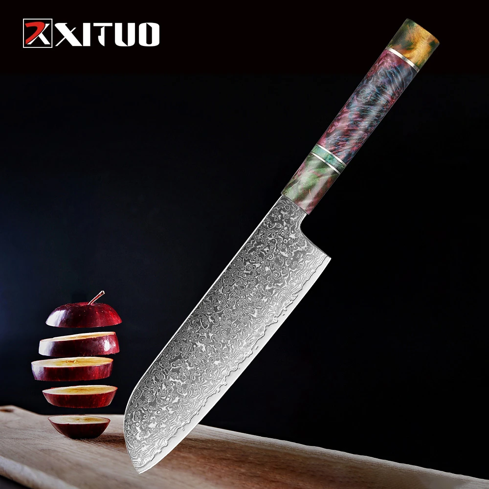 

XITUO New Arrival High Quality Damascus Steel Santoku Knife 7" Japanese Professional Chef's Knives Kitchen Slicing Cutting Tools