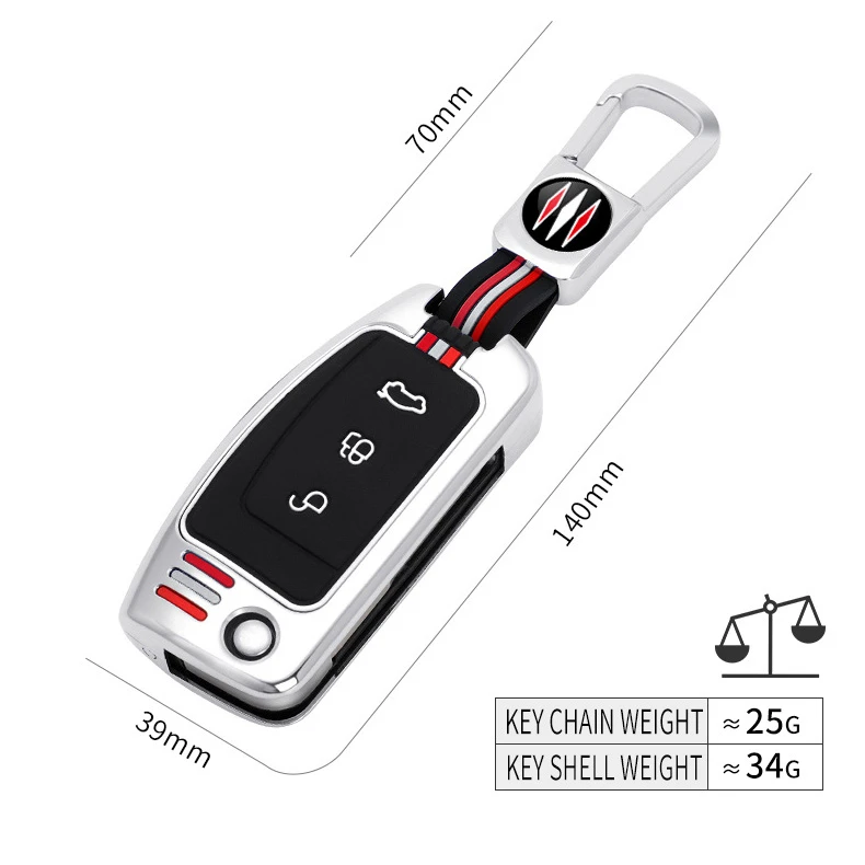 Metal Car Key Cover Fob Case Shell for Ford Focus 2 3 Mondeo Fiesta Galaxy C-MAX S C Max 3 Bottons Flip Folding Key 2011 2010 view 6