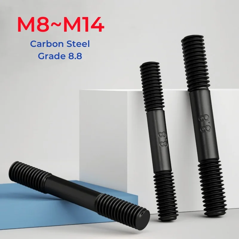 

M8 M10 M12 M14 GB901 Класс 8.8 Высокопрочный черный стержень из углеродистой стали Винт с двойной резьбой Шпильки Болты стержня