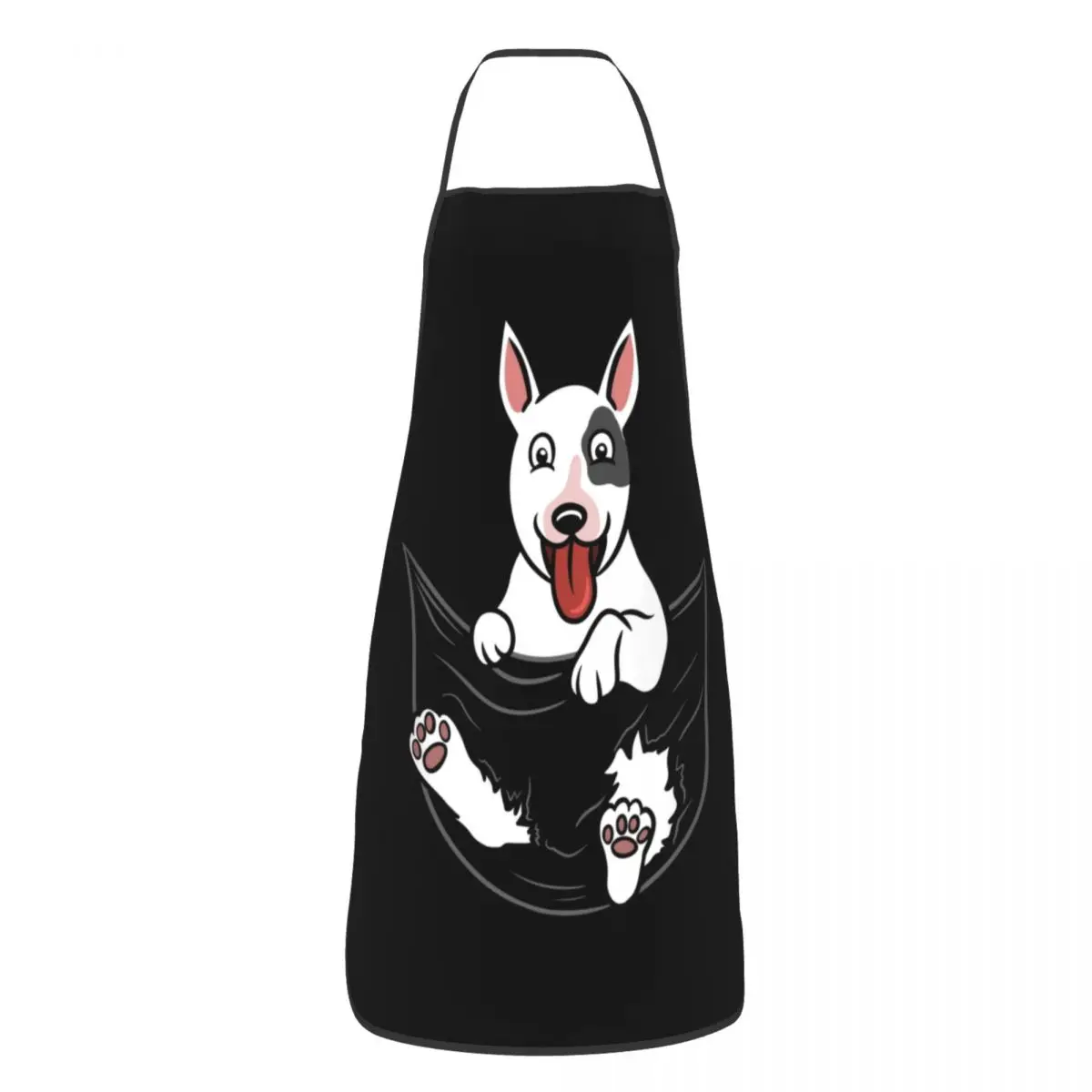 English Bull Terrier Dog In Pocket Graphic Bib Aprons Kitchen Chef Cute Puppy Tablier Cuisine for Cooking Baking Gardening