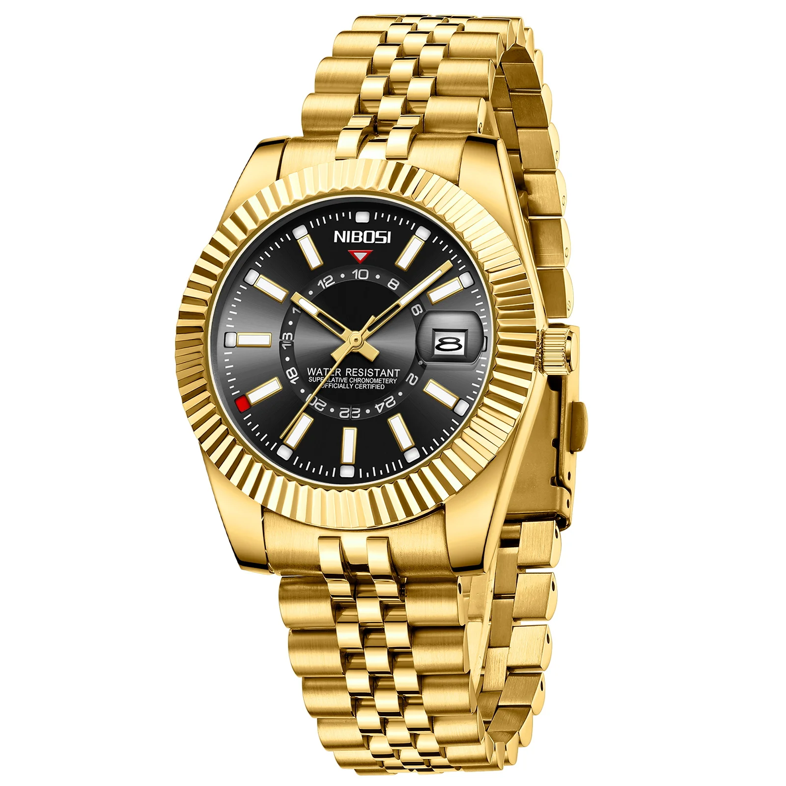 Nibosi Women\'s Gold Black Analog Quartz Stainless Steel Waterproof Luxury Watch NIBOSI Women main image 4