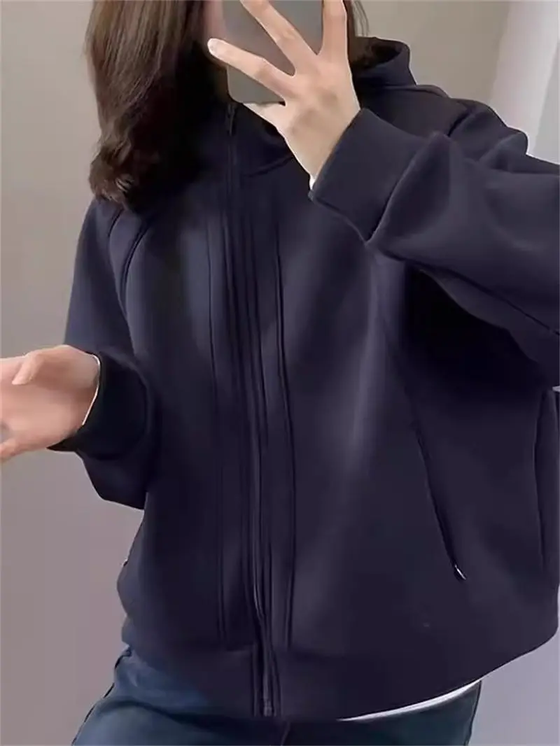 

Women's Oversized Hooded Zip-Up Sweatshirt - Thick Casual Spring Loose Stylish Cardigan Top G409