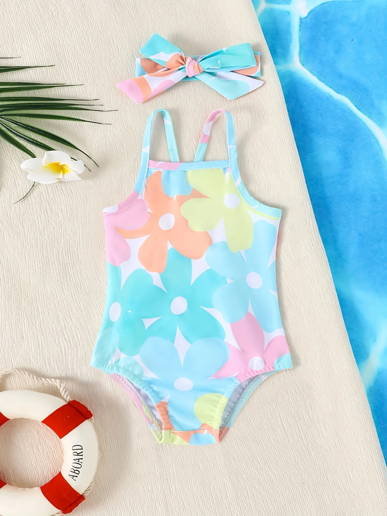 Summer Cute Baby Girls One-Piece Swimsuit With 2-Piece Swimming Pool One-piece Swimsuit For Newborn Girls