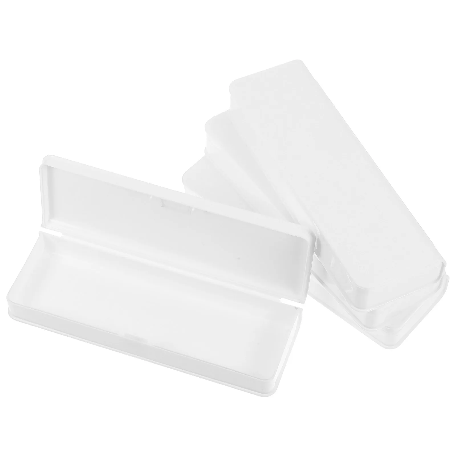 

4Pcs Plastic Pencil Box Portable Lightweight Snap Closure Pencil Case for School Office Travel Supplies Stationery Pouch