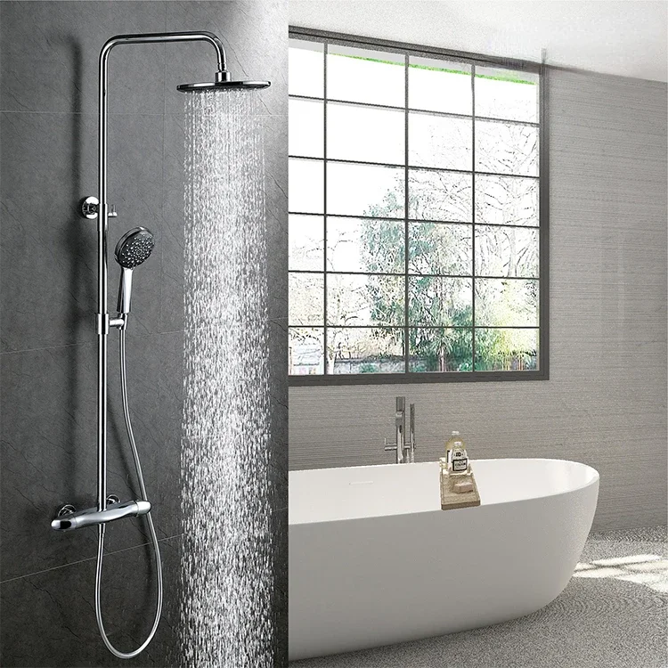 Hot sales SALA high end quality brass material round temperature control cold and hot water bathroom rain shower set