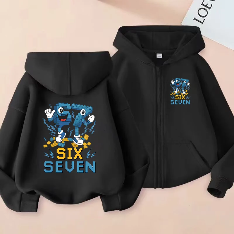 Neue Six Seven Zip-Up Hoodies Lustige 67 Brainrot Sweatshirts für Kinder Mädchen Jungen Reißverschluss-Hoodie Lässige Mode-Oberteile – Detail 5