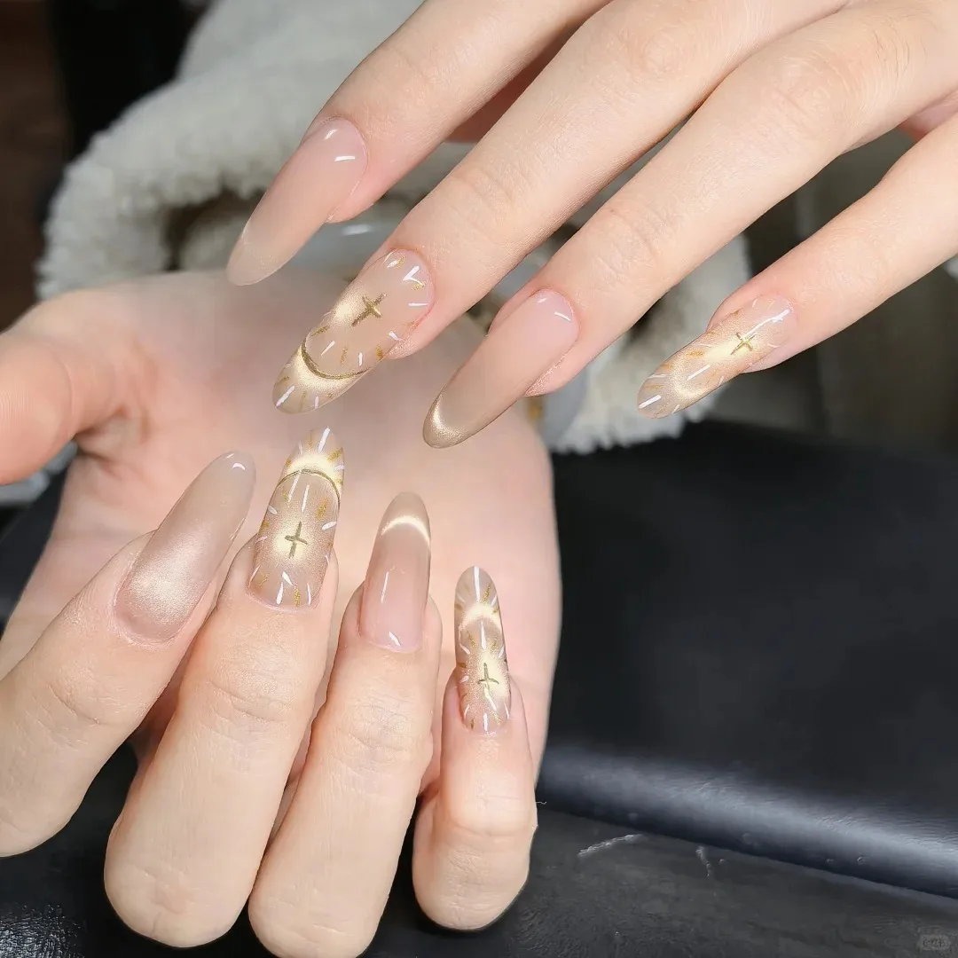 1 قطعة 5D تنقش الذهب الصليب الفرنسية مسمار ملصقات الضوء المقدس الخط الفرنسي الصليب مسمار الشارات 8*10 سنتيمتر ذاتية اللصق الصليب مسمار ديكور #6