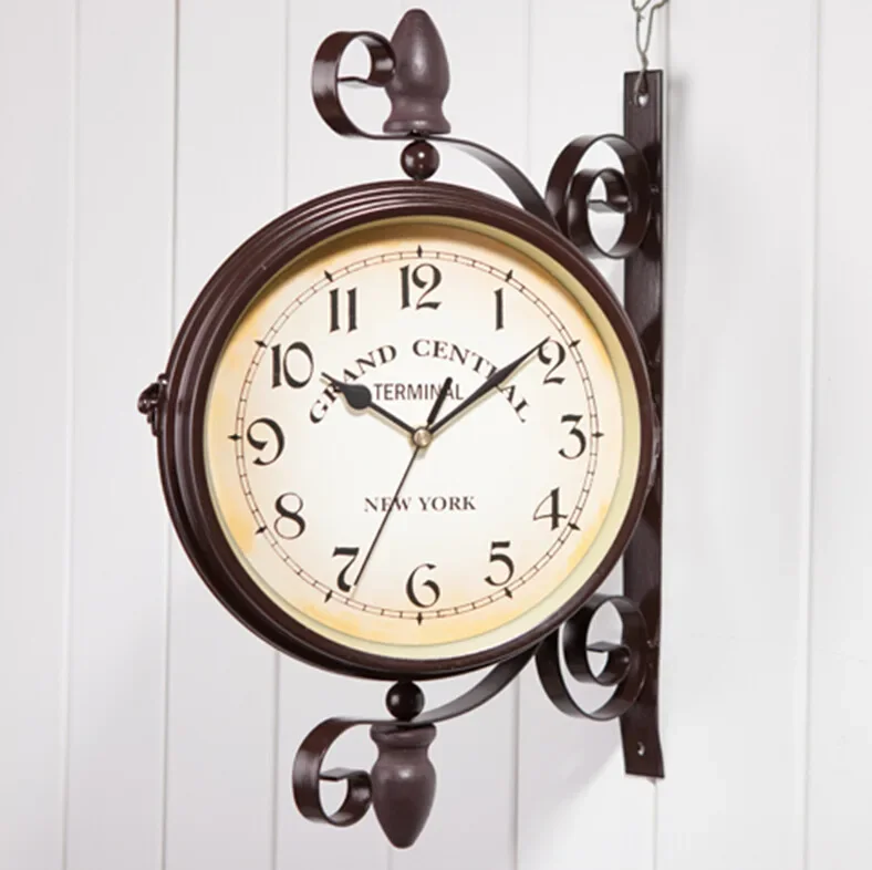 

New European Style Vintage Clock Innovative Fashionable Double Sided Wall Clock