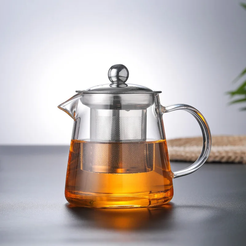 400ml/1350ml Filterable Heat-resistant Thickened Glass Teapot High Borosilicate Glass Flower Tea Pot Heatable Glass Tea Set