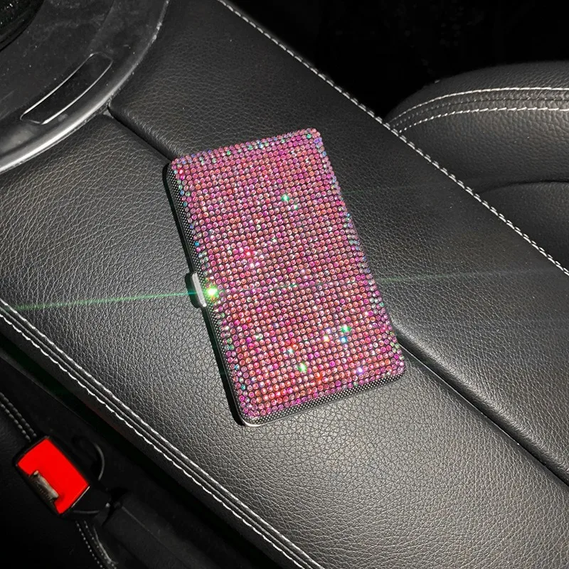 Diamond-encrusted Cigarette Case, Metal Embossed Diamond-encrusted Stainless Steel Portable High-end Women's Cigarette Case