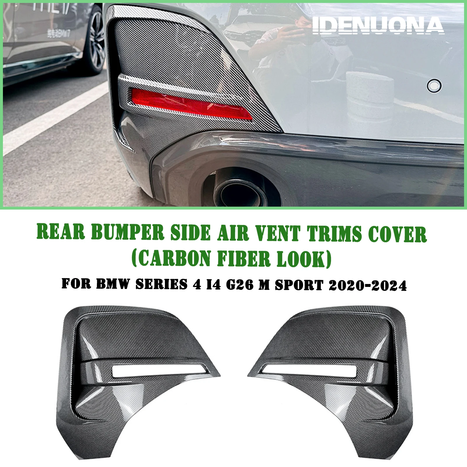 

For BMW 4 Series i4 G26 M Sport 2020-2024 Rear Bumper Side Air Vent Trim Cover Boot Tail Fog Light Frame Spoiler Protector Guard