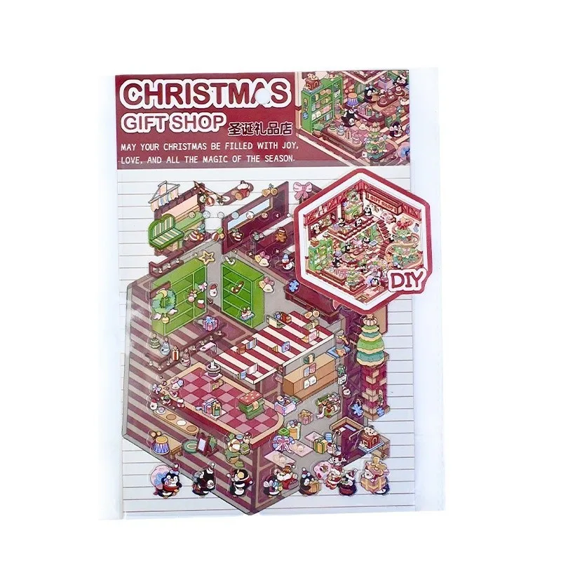 Autocollants faits à la main de scène l'inventaire d'éléments de Noël, mini décompression