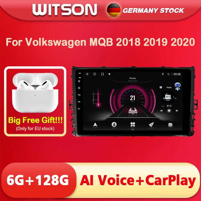 

DE Stock ! Android 12 Car Navigation Radio Multimedia For VOLKSWAGEN MQB 2018 2019 2020 Stereo 2din Wireless CarPlay 4G Modem