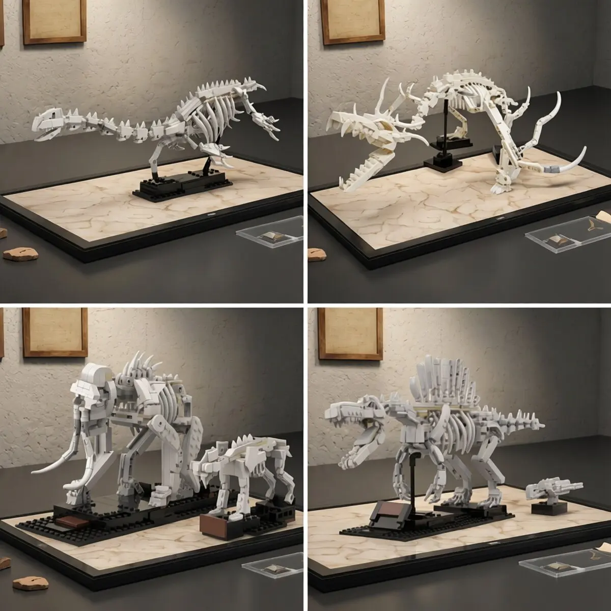 MOC Mosasaurus Drache Jurassischer Dinosaurier Fossiles Skelett Spinosaurier Giraffatitan Modell Bausteine Zusammenbaubare Spielzeugsteine Geschenke – Detail 1