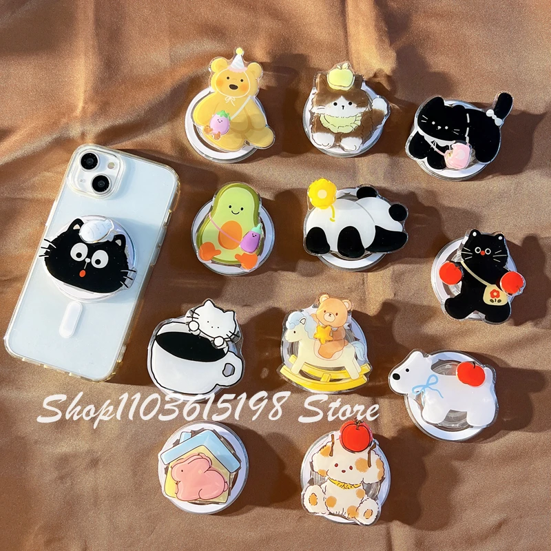 

Корейский милый мультяшный вращающийся магнитный держатель для телефона Griptok Grip Tok, подставка для телефона, поддержка iPhone 15, аксессуары Magsafe Smart Tok