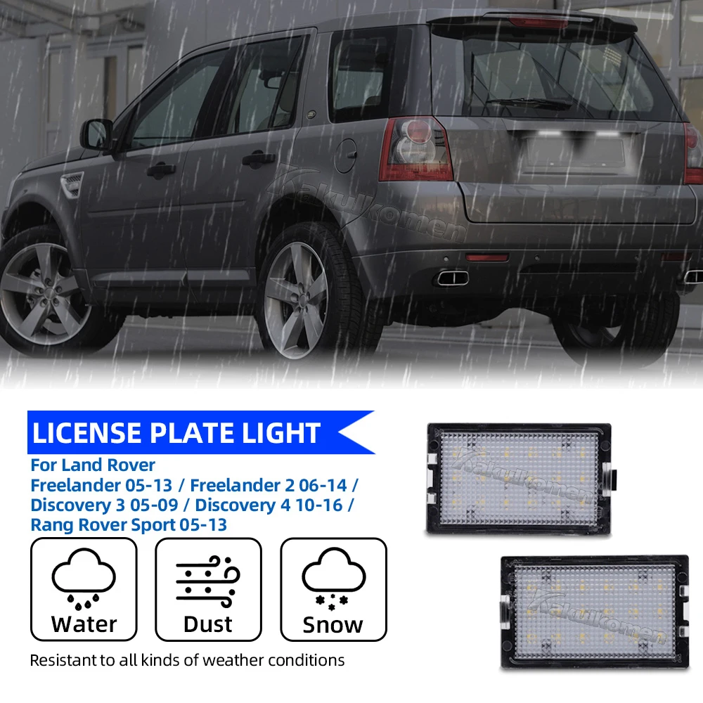 2Pcs LED License Plate Lamp for For Land Rover Discovery Series 3