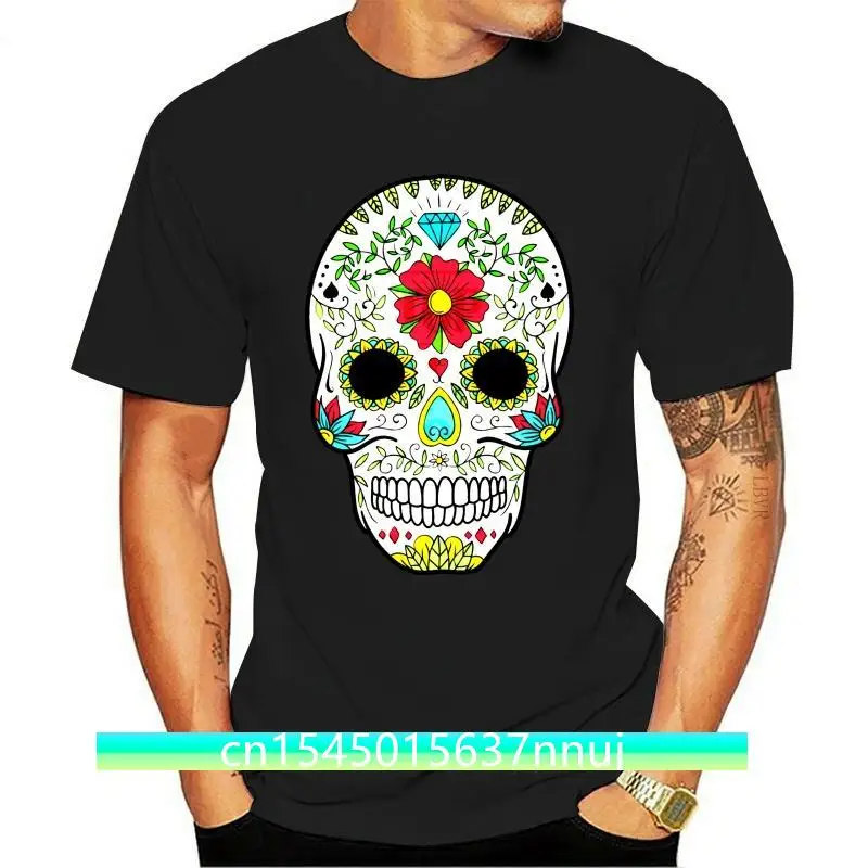 

New Mexican Skull 100% Cotton T Shirt For Men Short Sleeve Tops Shirt 2021 Design Summer/Autumn Round Neck Clothing Shirt Design