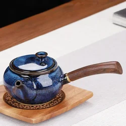 Bule De Cerâmica Pequeno Com Alça Lateral, Kung Fu Tea Set, Highend Pot