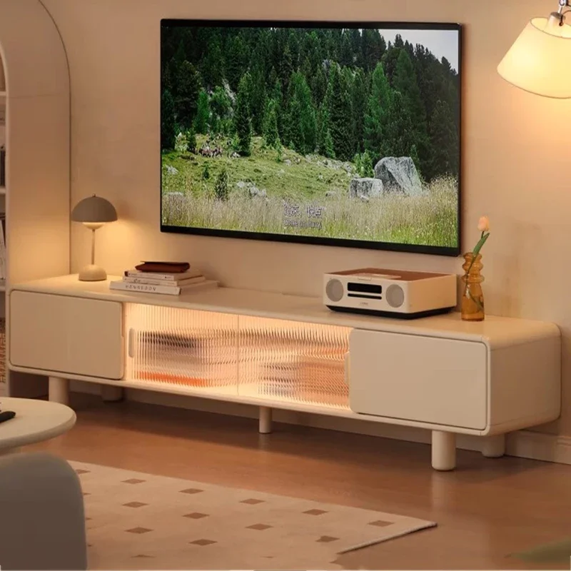 Legs Drawers Center Tv Stand Modern Wooden Glass Designer White Nordic Tv Table Living Room Light Fernsehtisch Furniture Home