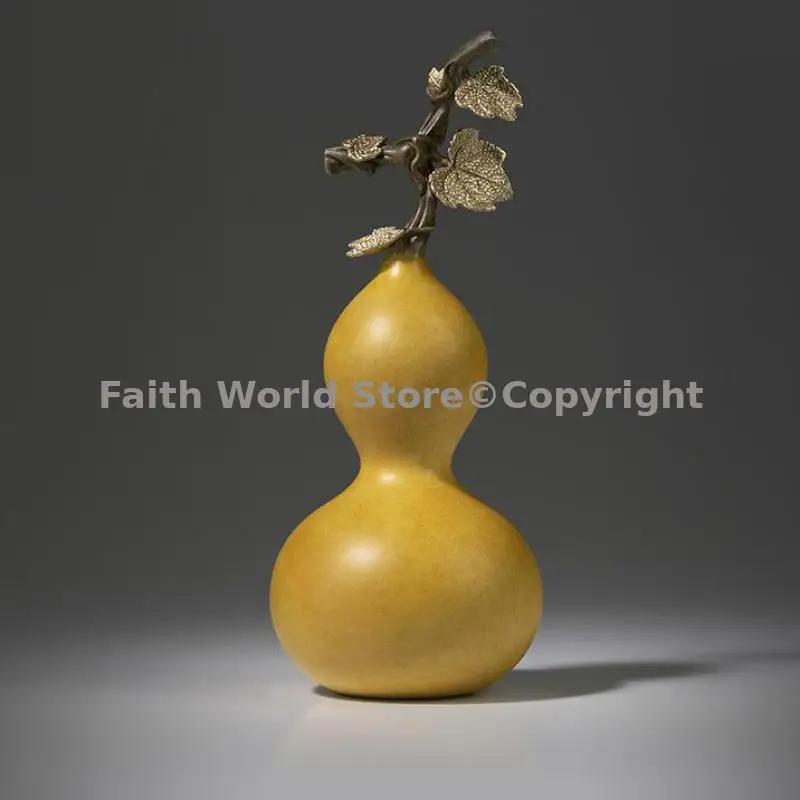 2026 NEW Good luck COPPER Gourd sculpture mascot gift BOSS OFFICE HOME decor FU LU SHOU thriving business bring wealth present
