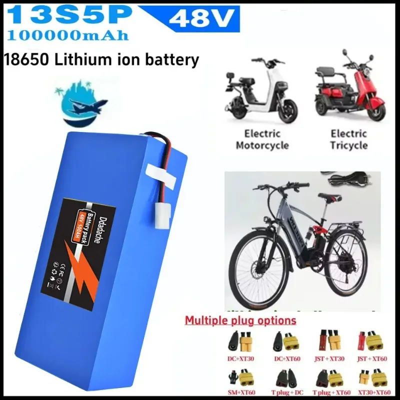 13S5P 48V 100Ah 18650 Lithium-Akkupack mit integriertem intelligentem BMS für 500-1000W Elektromaschinen und Ladeset