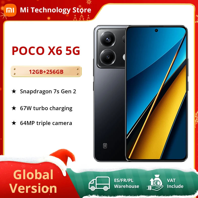 Global Version POCO X6 5G Smart Phones NFC Snapdragon® 7s Gen 2 120Hz 64MP Triple Camera With OIS 67W Charging 5100mAh