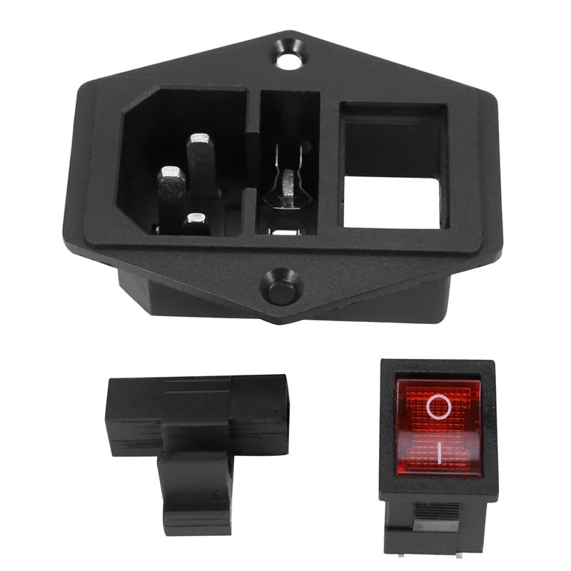 RISE-6X 3 Pin IEC320 C14 Inlet Module Plug Fuse Switch Male Power Socket 10A 250V