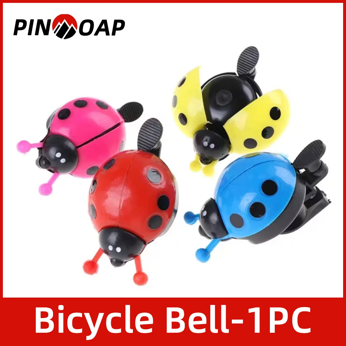 PINMOAP 1PC Bicycle Bell Handle Warning Bell Bicycle Bell Multiple Colors Cute Ladybug Loud Ringing Bell Riding Accessories